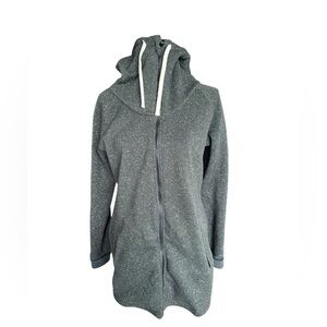 DESO Longline Zip Hoodie Green Speckled Cozy Core Athleisure USA Hooded Jacket M